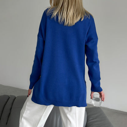 LOIS – Jersey de cuello alto elegante con abertura para mujer