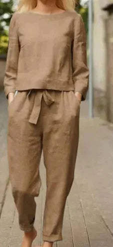 Conjunto fluido para mujer con cinturón de lazo y estilo elegante – NOELLE