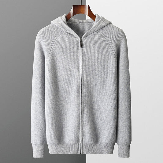 Chaqueta de punto para hombre con capucha y cremallera – LEROUX