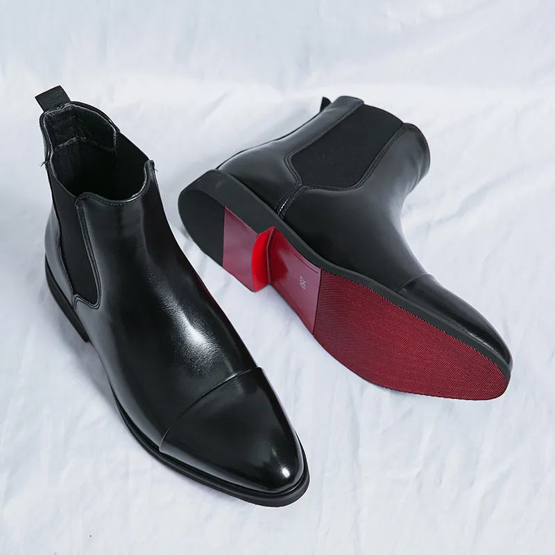 Botines Chelsea de hombre en piel con suela roja – LUCIÉR