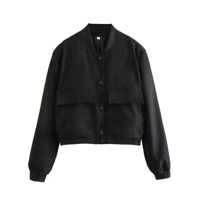 LUNA - Chaqueta cropped con cierre de botones para mujer