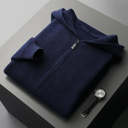 Chaqueta de punto para hombre con capucha y cremallera – LEROUX
