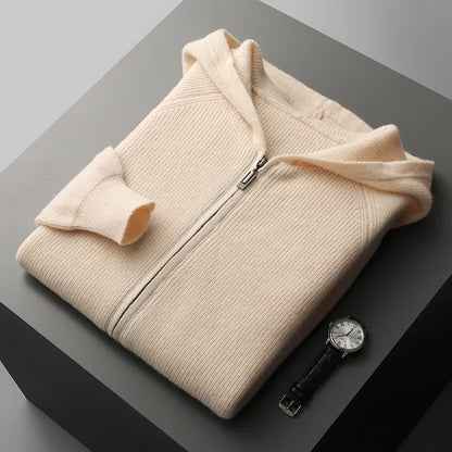 Chaqueta de punto para hombre con capucha y cremallera – LEROUX