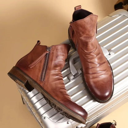 Botines de hombre de piel con cremallera lateral – VAREK
