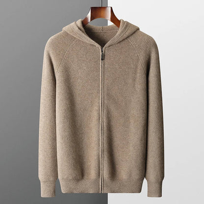 Chaqueta de punto para hombre con capucha y cremallera – LEROUX
