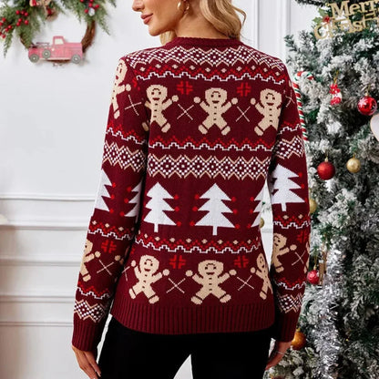 MIREIA - Jersey navideño para mujer con cuello redondo