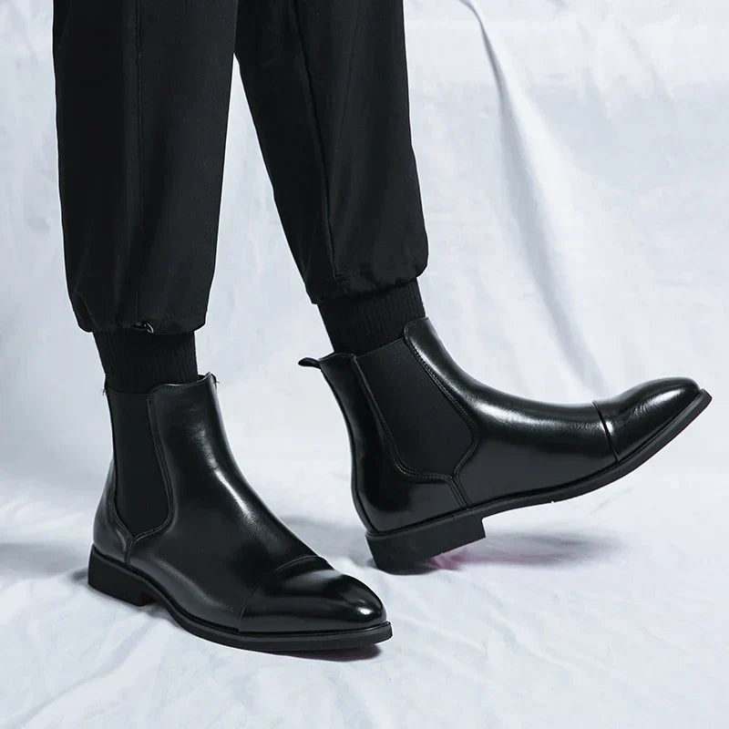 Botines Chelsea de hombre en piel con suela roja – LUCIÉR