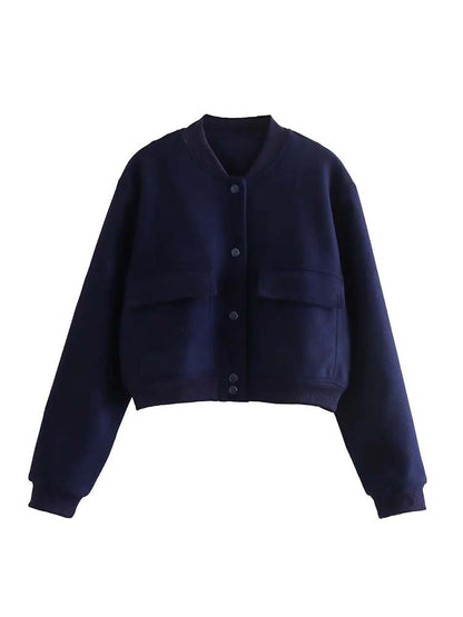 LUNA - Chaqueta cropped con cierre de botones para mujer