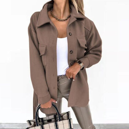 INEKE - Abrigo elegante para mujer con botones y bolsillos delanteros