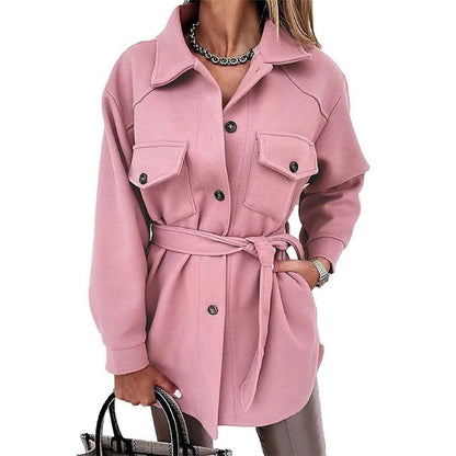 INEKE - Abrigo elegante para mujer con botones y bolsillos delanteros
