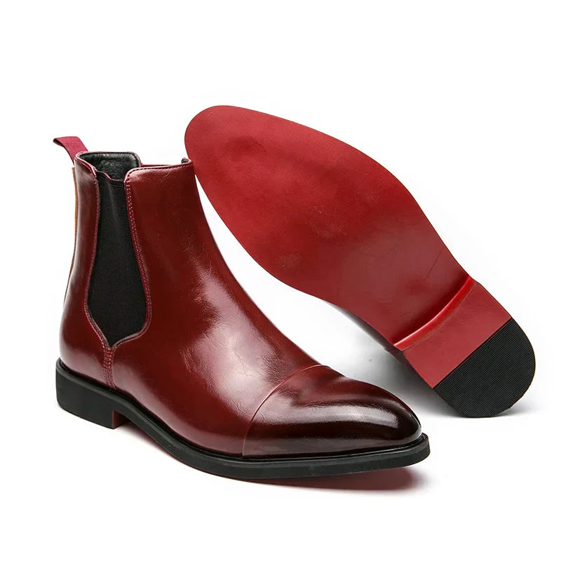 Botines Chelsea de hombre en piel con suela roja – LUCIÉR