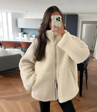 Chaqueta teddy de mujer con cremallera – SARAH