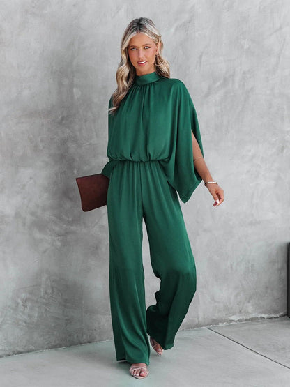GRACELIA – Mono verde elegante para mujer con cuello alto
