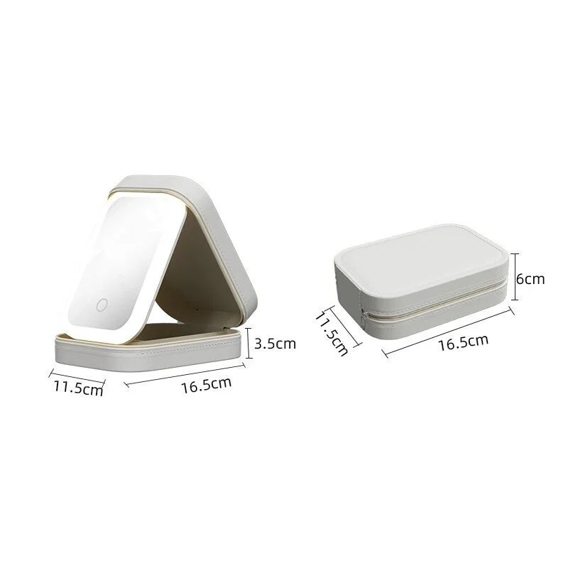 Neceser de maquillaje con espejo LED portátil para viaje – KORI