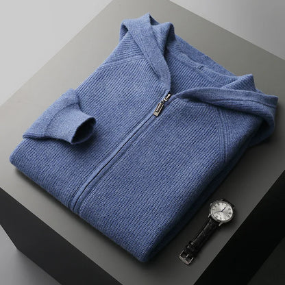 Chaqueta de punto para hombre con capucha y cremallera – LEROUX