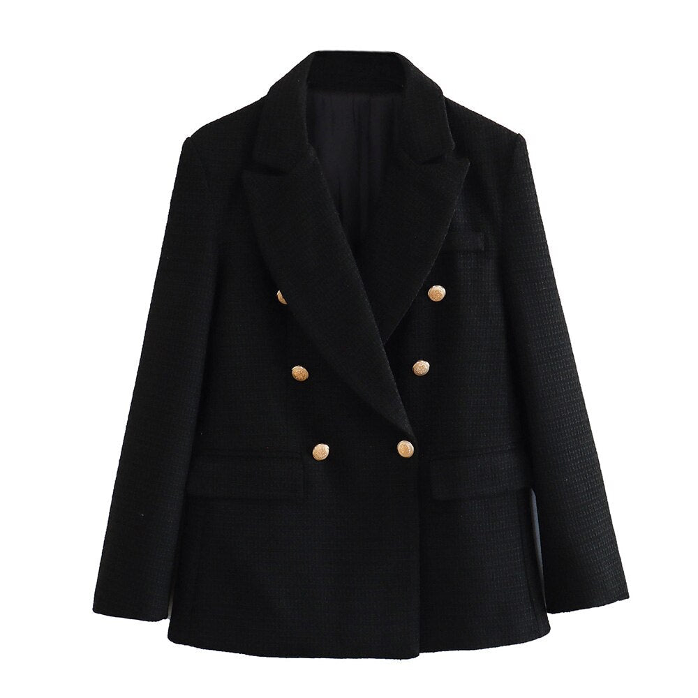 Blazer cruzado de mujer con detalles en contraste – THAINA