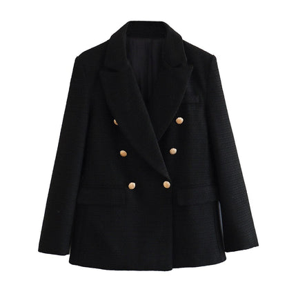 Blazer cruzado de mujer con detalles en contraste – THAINA