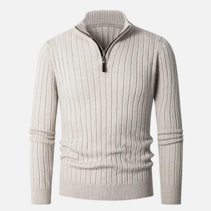 Suéter de hombre acanalado con cuello alto y cremallera – DARELLO