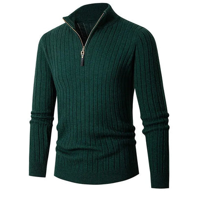 Suéter de hombre acanalado con cuello alto y cremallera – DARELLO