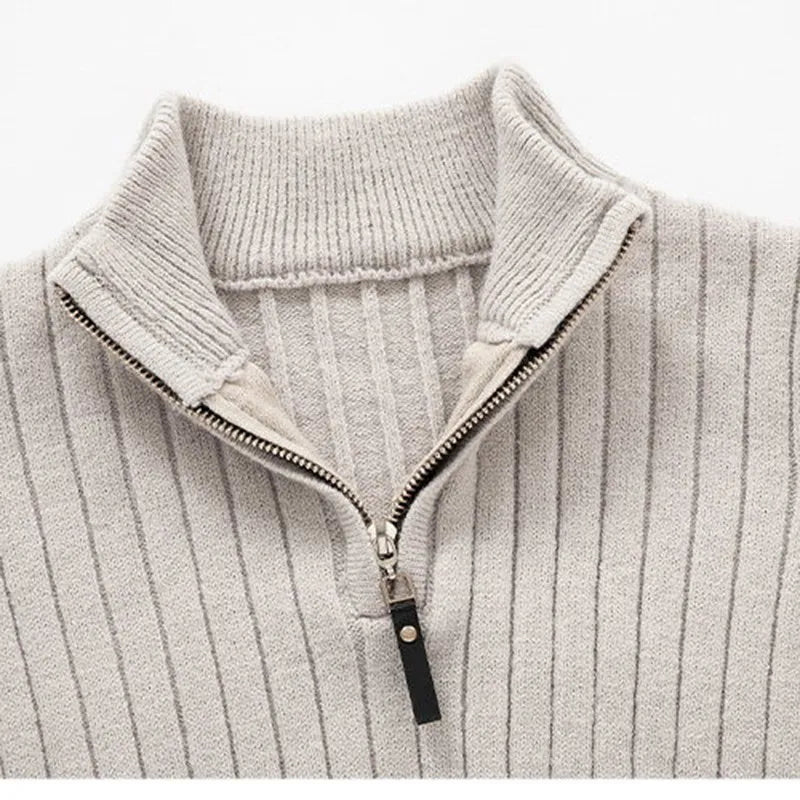 Suéter de hombre acanalado con cuello alto y cremallera – DARELLO