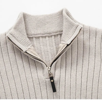 Suéter de hombre acanalado con cuello alto y cremallera – DARELLO