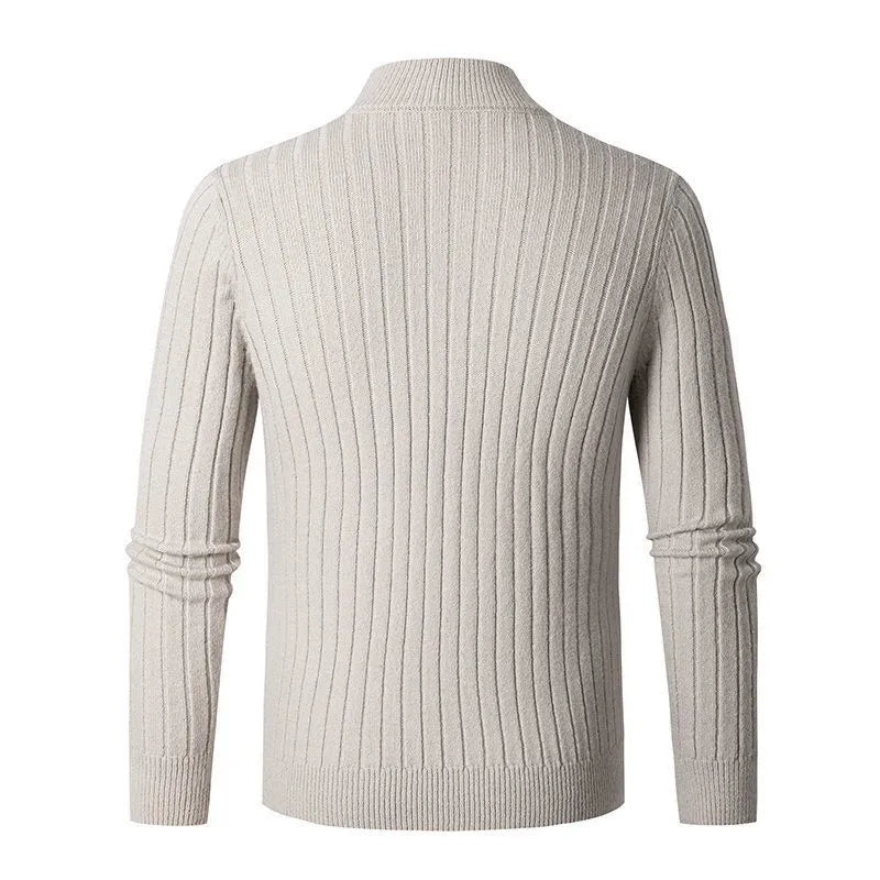 Suéter de hombre acanalado con cuello alto y cremallera – DARELLO