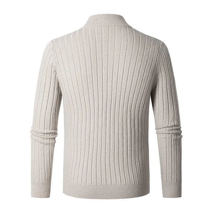 Suéter de hombre acanalado con cuello alto y cremallera – DARELLO