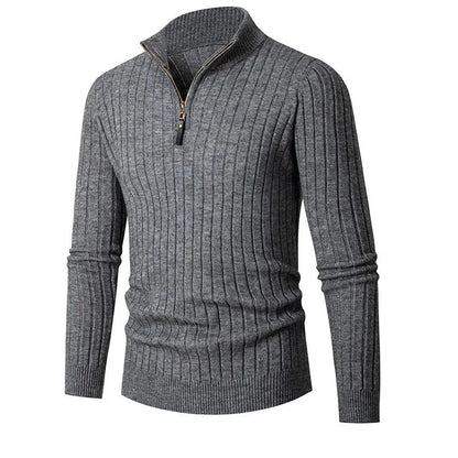 Suéter de hombre acanalado con cuello alto y cremallera – DARELLO
