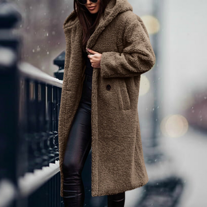 IRMA - Chaqueta elegante con capucha y piel sintética para mujeres