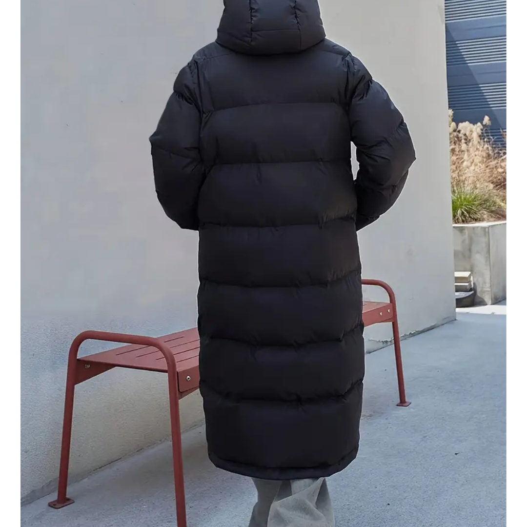 Abrigo largo tipo puffer para mujer con capucha – SIMARA