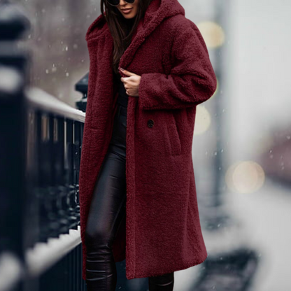 IRMA - Chaqueta elegante con capucha y piel sintética para mujeres