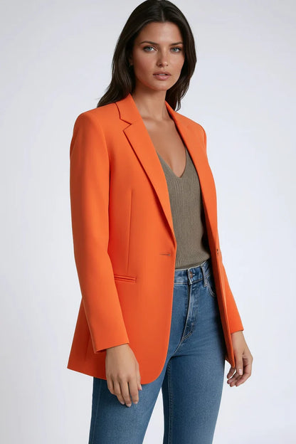 Blazer largo de mujer con solapa clásica – SOFARIA