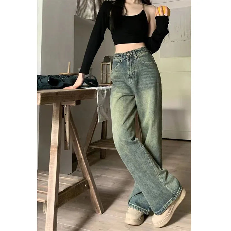 Pantalón de talle alto y pernera ancha para mujer - SAFA
