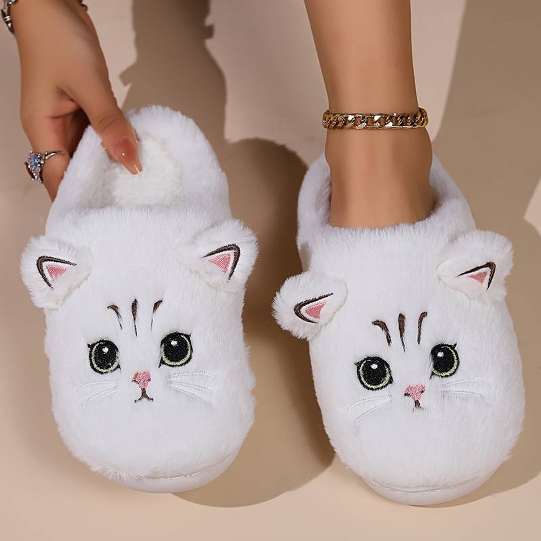 ROMÉE - Zapatillas de casa cálidas con diseño de gato para mujeres
