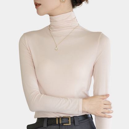 ISLA - Top de mujer con cuello alto y mangas largas
