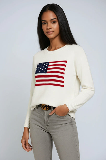 Jersey de mujer de punto con diseño de bandera – ELLARA