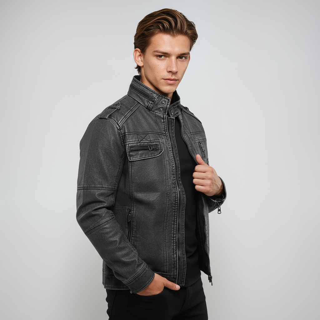 Cazadora vaquera corta de hombre con cremallera – DARELON