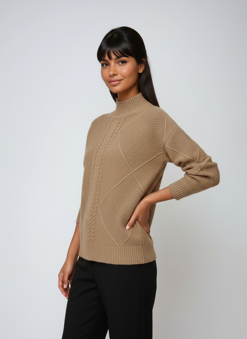 ELLARA – Jersey de mujer con diseño de ochos y cuello alto