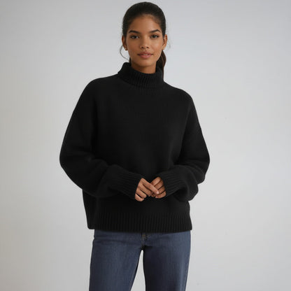 Jersey de mujer de punto con cuello vuelto y manga larga – SERINA