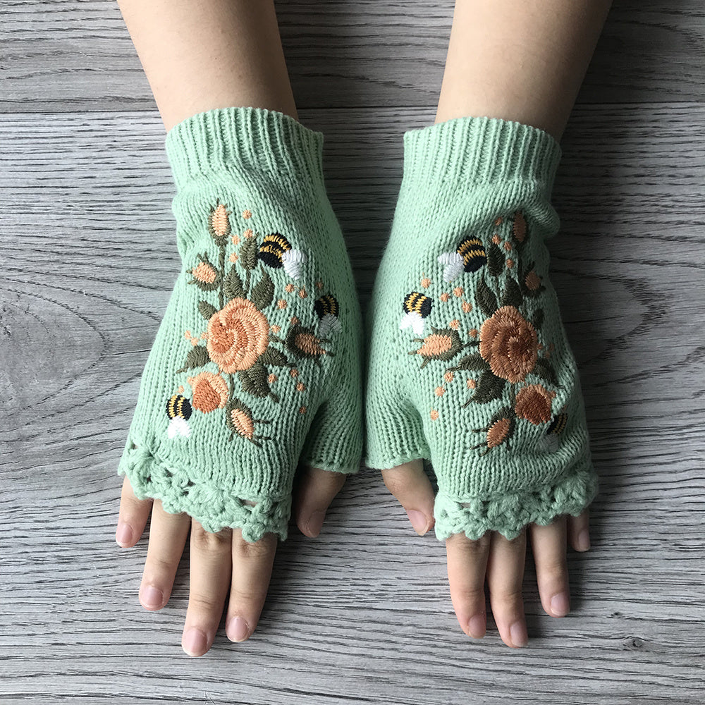 Guantes sin dedos para mujer con estampado floral – 3LEAVES