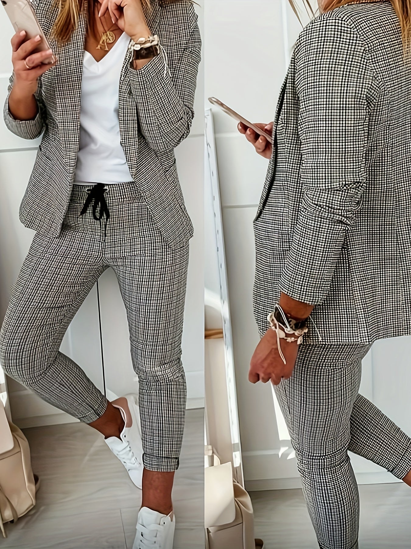 Conjunto de dos piezas para mujer con blazer y pantalón – ROZA