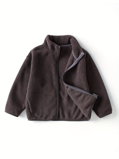 FENLE - Chaqueta polar de forro polar para niños en color sólido