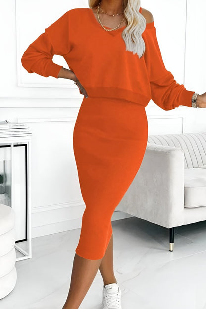 Conjunto de dos piezas ajustado con top y falda bodycon – KAÏA