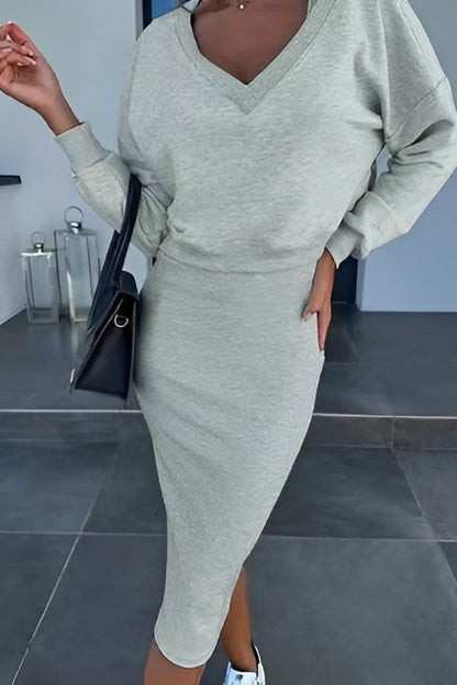 Conjunto de dos piezas ajustado con top y falda bodycon – KAÏA