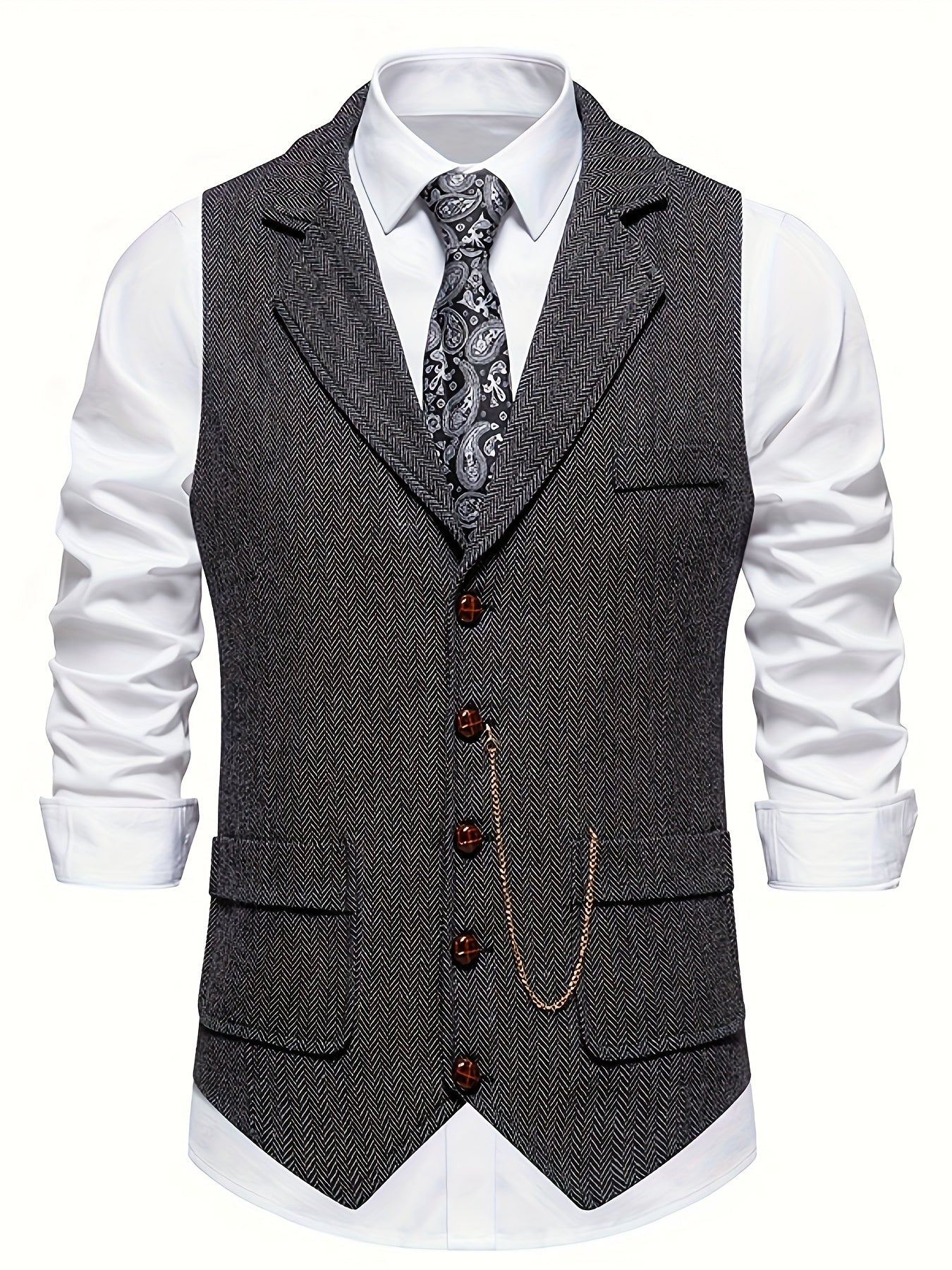Chaleco de hombre con diseño de espiga para looks elegantes – AURELIO
