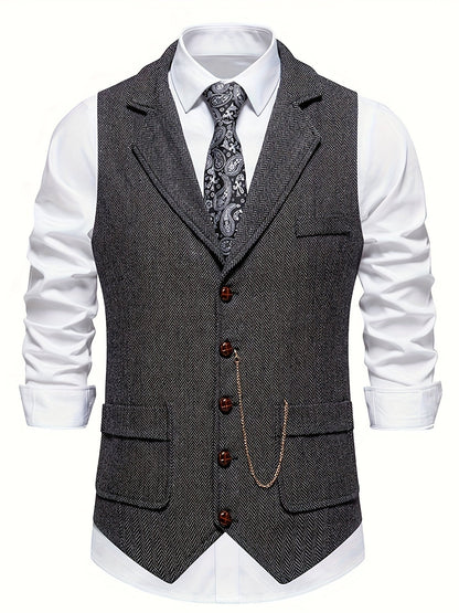 Chaleco de hombre con diseño de espiga para looks elegantes – AURELIO