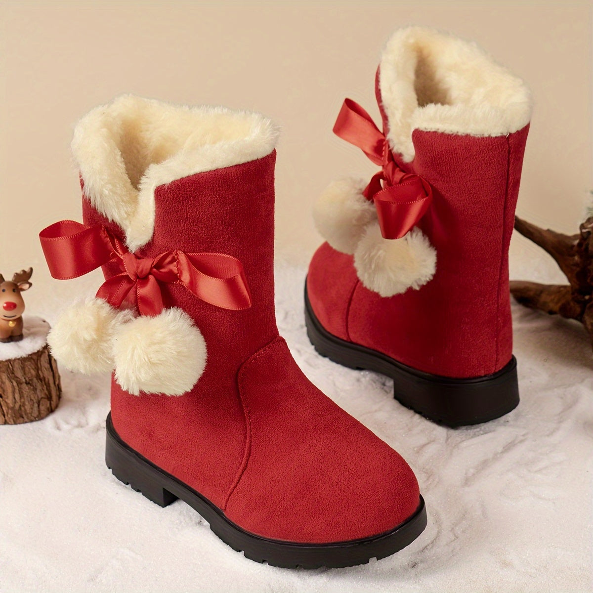 ALBA - Botas de nieve de felpa cálida con suela antideslizante para niñas