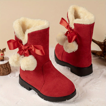 ALBA - Botas de nieve de felpa cálida con suela antideslizante para niñas