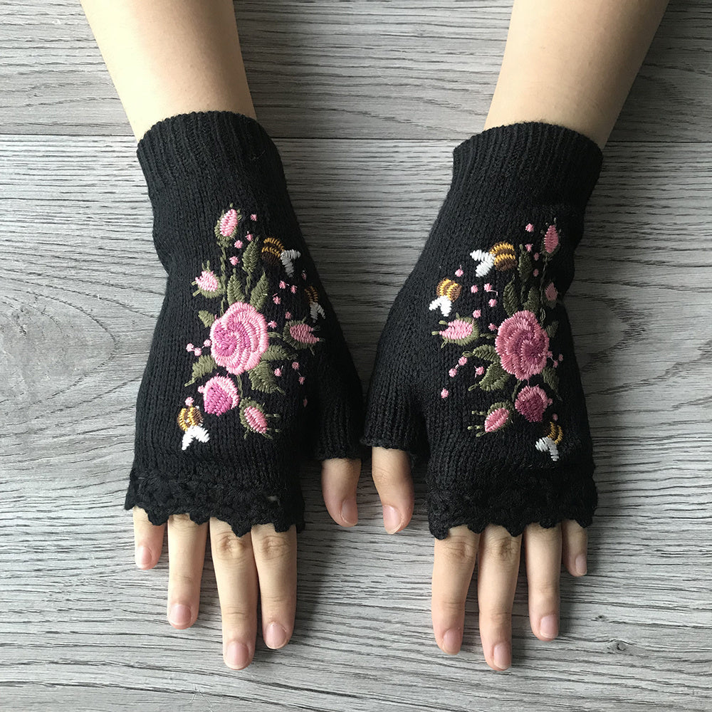 Guantes sin dedos para mujer con estampado floral – 3LEAVES