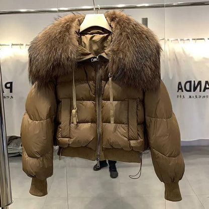 CALLIOPE - Abrigo acolchado de invierno con cuello de piel sintética para mujeres